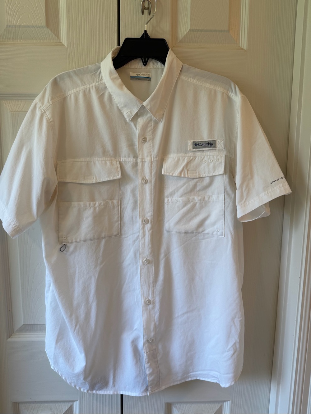 Columbia Men’s White Short Sleeve Fishing Shirt Size L